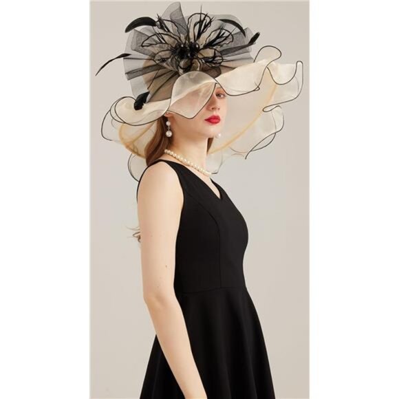 Women's Kentucky Derby Church Dress Hat 03-apricot - Picture 6 of 7